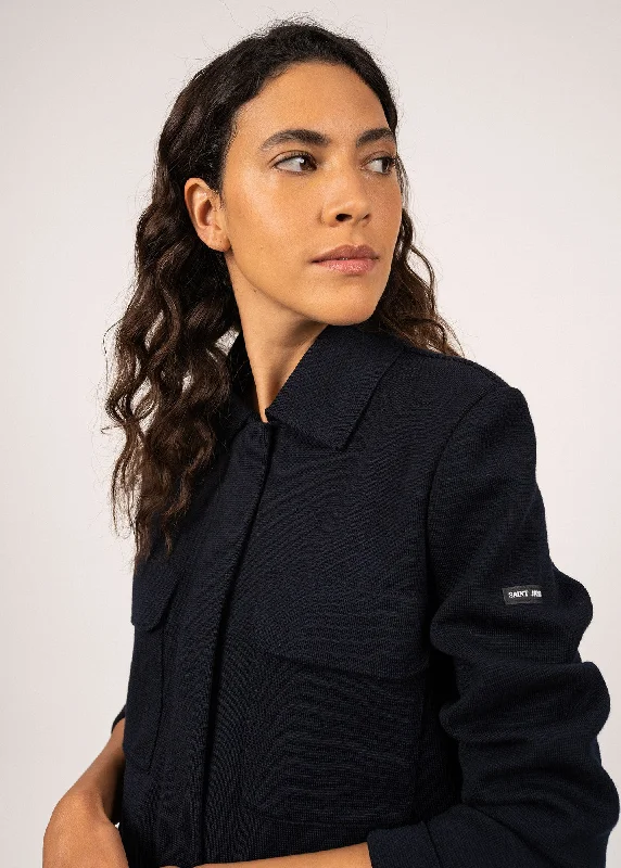 CROZON - Workwear-style Ponte Knit Jacket for Women| 100% Wool (NAVY)