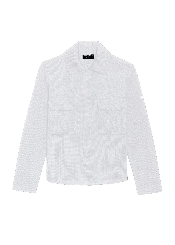 CROZON - Workwear-style Ponte Knit Jacket for Women| 100% Wool (WHITE)