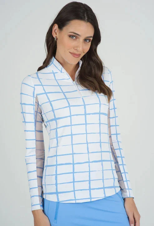 IBKUL Grid Print Long Sleeve Top