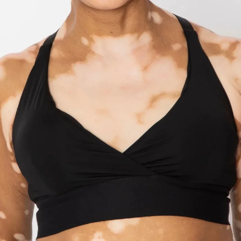 ANAONO PAIGE WRAP FRONT SPORTS BRA BLACK