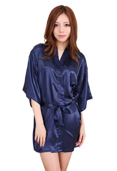 Calida Navy Blue Short Style Robe With Free Thong