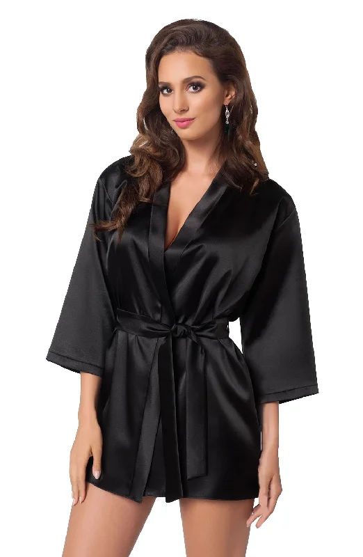 Ladies Elegant Satin 3/4 Sleeves Dressing Gown