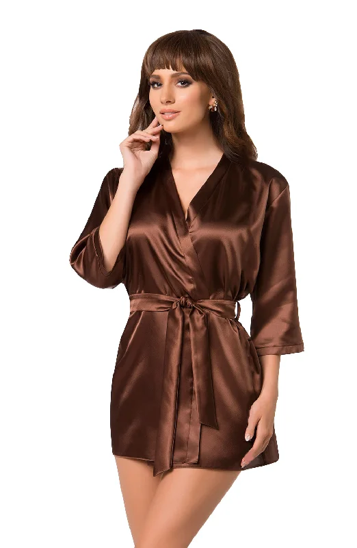 Ladies Elegant Satin 3/4 Sleeves Dressing Gown