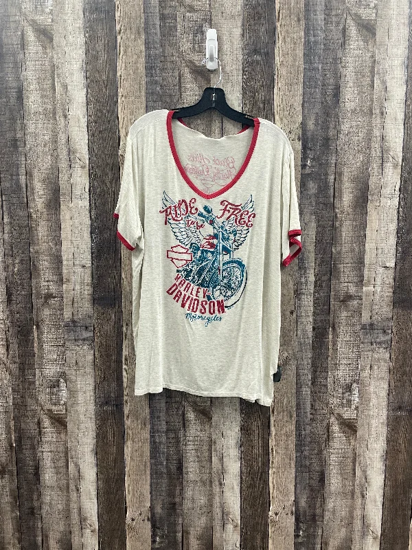 Top Short Sleeve By Harley Davidson In Red & White, Size: 2x