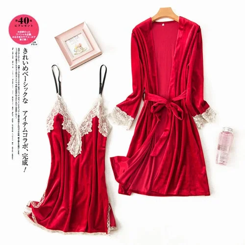 Two pieces Velvet sleepwear