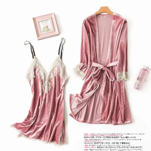 brown pink set / M