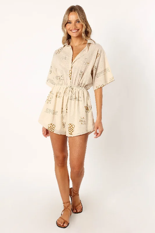 Ilios Playsuit - Beige Tan