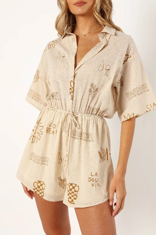 Ilios Playsuit - Beige Tan