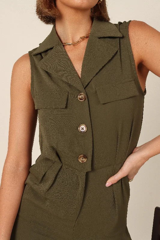 Kayne Sleeveless Jumpsuit - Olive