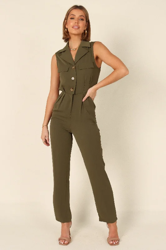 Kayne Sleeveless Jumpsuit - Olive