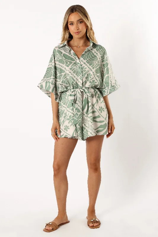 Leila Playsuit - Olive Print