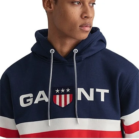 Gant - Retro Shield Relaxed Hoodie - Evening Blue