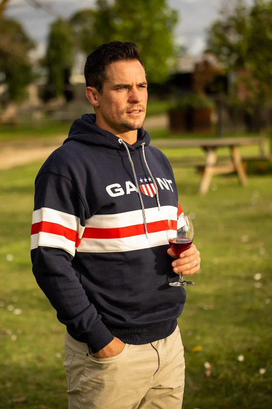 Gant - Retro Shield Relaxed Hoodie - Evening Blue