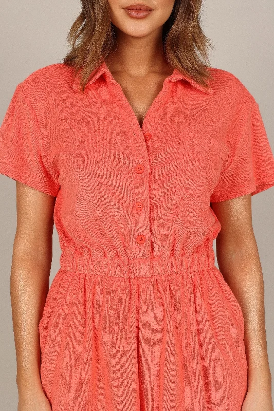 Zoey Terry Playsuit - Coral